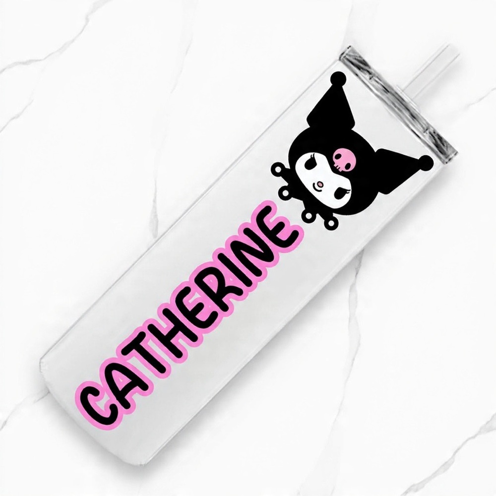 NWT Kuromi Custom Name Tumbler – Skinny Frosted/White – 20oz/18.5oz
